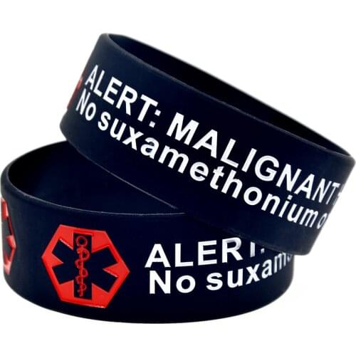 OBH 25PCS Alert Malignant Hyperthermia 1 Inch Wide Silicone Rubber Bracelet