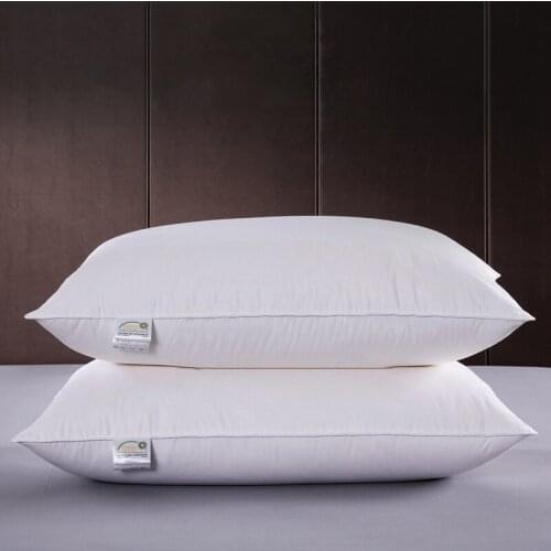 Solid color Goose Down Pillow High Quality Cotton Sleeping Neck Protection Bed Pillows For Home Bedroom Bedding pillows 48x74cm