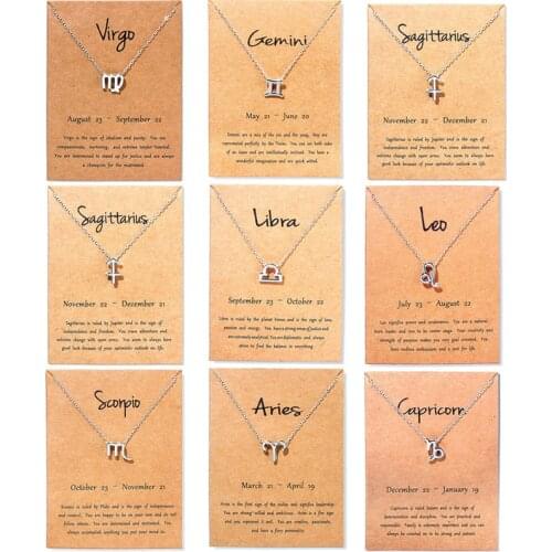 12 Constellation Necklaces Zodiac Necklace Jewelry Birthday Gift for Women Libra Aries Capricorn Aquarius Pendant Necklaces