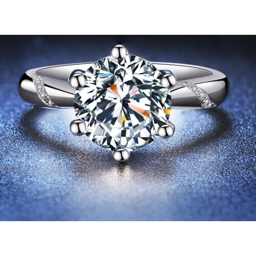 Solitaire 6mm Lab Moissanite Diamond Ring 925 sterling silver Bijou Engagement Wedding band Rings for Women Men Party Jewelry