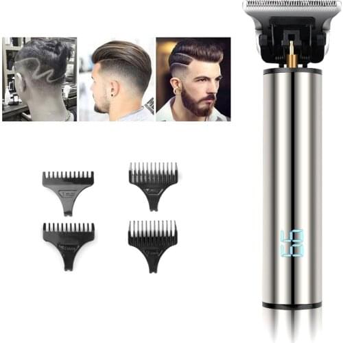 Rechargeable Men Hair Clipper 0mm Baldheaded Cordless Men Hair Shaver Beard Trimmer LCD Display Cutting Machine