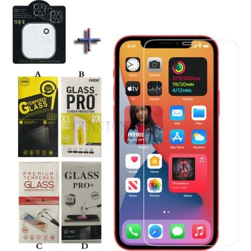 2in1 1pcs Camera Lens Film add 1 Tempered Glass Screen Protector for iPhone 12 mini 5.4 6.1 pro max 6.7 inch 200pcs