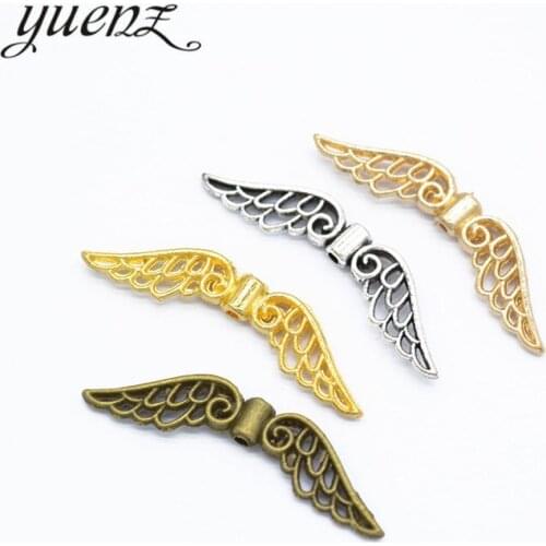 YuenZ 25pcs 5 colour Antique silver Plated Charms wing Small hole beads Pendants for Jewelry Making DIY Handmade 31*8mm D436