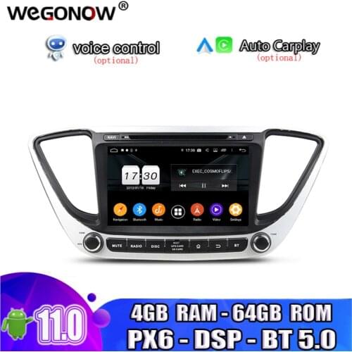 DSP TDA7851 4*50W Android 10.0 For Hyundai Verna 2017 8 Core 4GB RAM 64GB Car DVD Player GPS Map RDS Radio wifi BT 5.0 hand-free