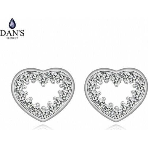 DANS ELEMENT New Sales AAA Zirconia Micro Inlays White Gold Color Heart Earrings For Women Valentines Gift 109928white