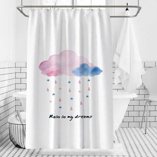 Colorful Rain Nordic Pattern Shower Curtains Bathroom Decoration with Hooks White Polyester Curatin Bathroom Cloth T305