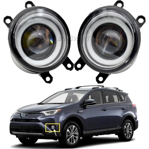 2PCS LED Fog Light Angel Eye with lens For Toyota RAV4 RAV-4 2015 2017 For Toyota Estima MPV (MCR3_, ACR3_, CLR3_) 2000-2006