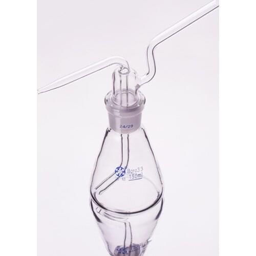 Triangle gas washing bottle ,Capacity 150ml,Conical Ground mouth flat flush flask,Gas wash bottle,Shisha hookah