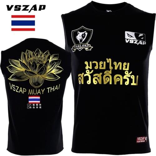 VSZAP Lotus Fitness T-shirt Breathable MMA sleeveless vest integrated training Thai Boxing sanda combat sports man