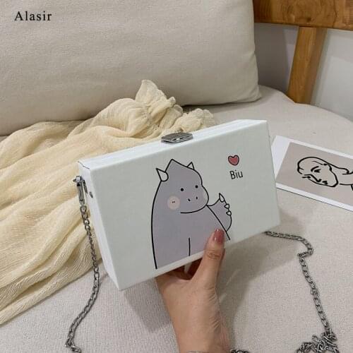 Alasir Mini Cartoon Women Shoulder Bag Female Summer New Cute Messenger Bag Fashion Chain Bag Hipster Dinosaur Box Bag Girl