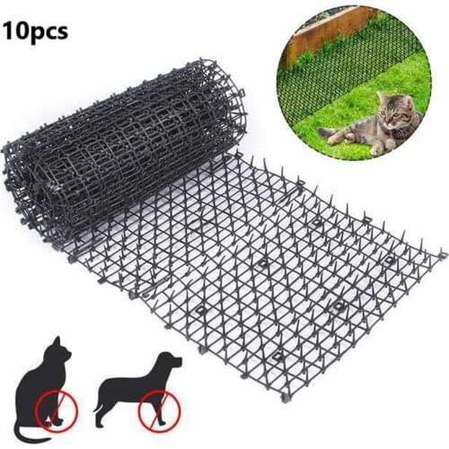 10PCS Garden Prickle Strip Dig Stop Cat Repellent Deterrent Mats Garden Supplies Spike Portable Anti-Cat Dog 13x49cm