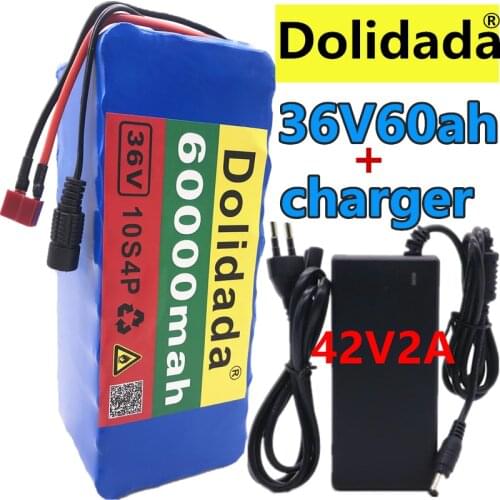 100% Original 36V battery 10S4P 60Ah battery pack 1000W high power battery 42V 60000mAh Ebike electric bike BMS+42V2A Charger