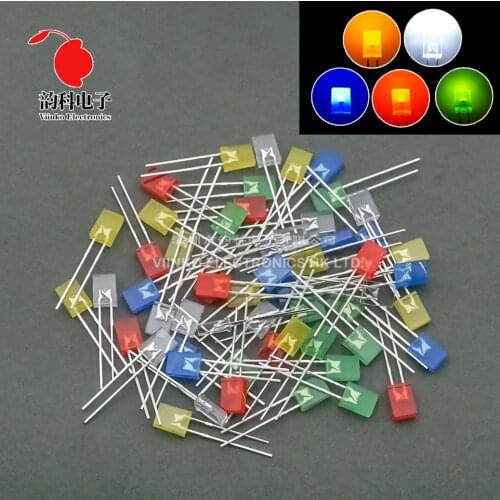 100pcs Square LED 2*5*7 White Red Blue Green Yellow Orange 2X5X7 light-emitting diode