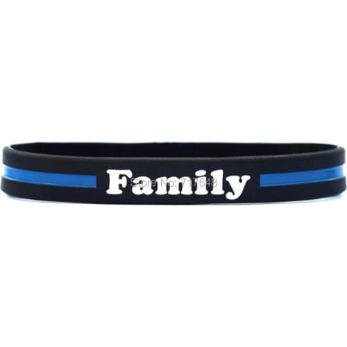 100pcs Family Thin Blue Line wristband silicone bracelets free shipping by ePacket A