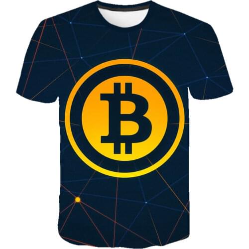 2020 exploding foreign trade mens bitcoin (Bitcoin) 3D printed short-sleeved summer mens T-shirt