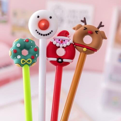 36PCS Student Christmas Christmas Gift Prize Gift Christmas Donuts Gel Pens Student Stationery Office Accessories