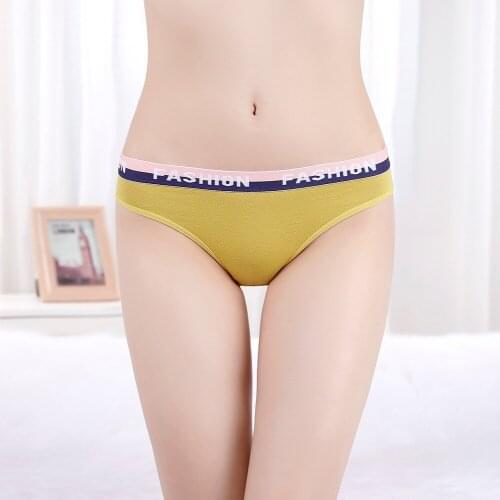 4PCS Women Cotton Underwear Panties Female Sexy Briefs Brand Band Waist Pantys Set Solid Color Intimates Lingerie for Girl M-XL