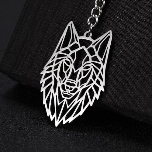 COOLTIME Wolf Animal The Sirius Keychain Round Charm Keyrings Stainless Steel Key Chains Holder Pendant For Bag Men Women Gift