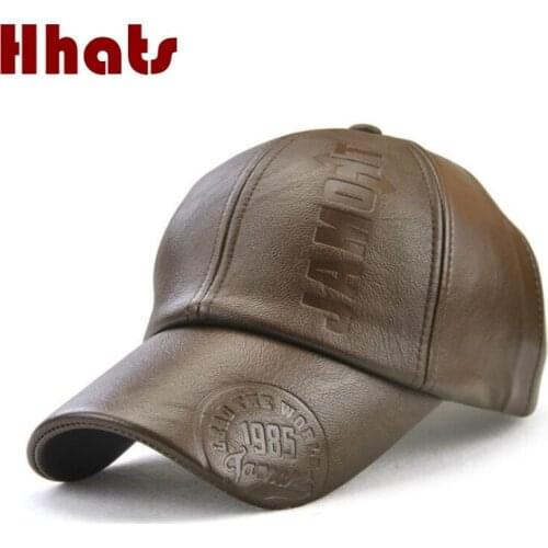 Letter Printed PU Baseball Hat For Men High Quality Faux Leather Warm Winter Snapback Cap Male Outdoor Sports Cap Curved Sun Cap