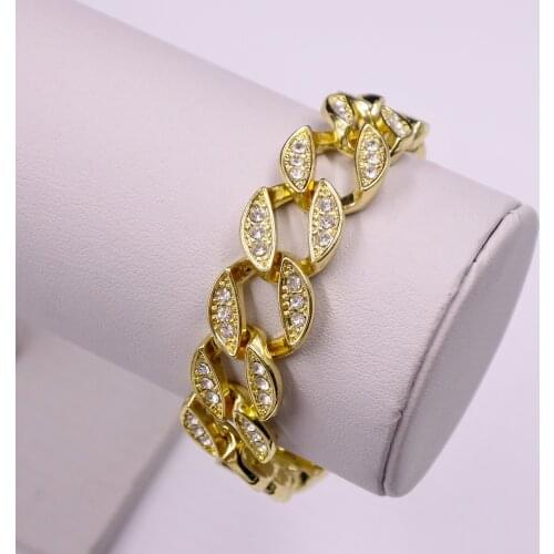 Fashion 16MM Hip Hop Iced Out Bling Cuban Miami Chain Bracelet for Men And Women Raper Rhinestone Jewelry Gift