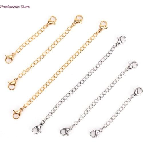 1 PC 50mm/75mm/100mm Extension Chain DIY Jewelry Making Material Necklace Bracelets Anklets New Gold Color