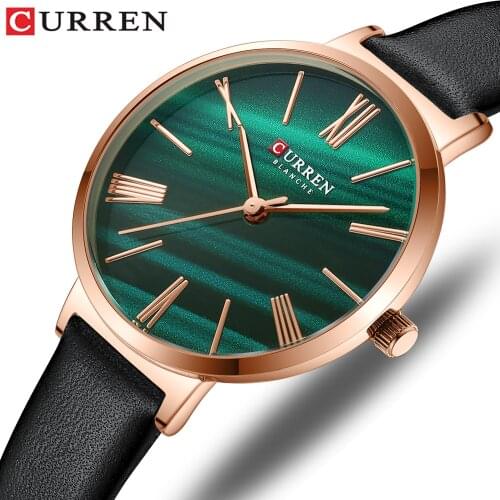 CURREN Womens Watches Leather Band Luxury Quartz Watches Waterproof Fashion Creative Wristwatch for Women Girls Ladies