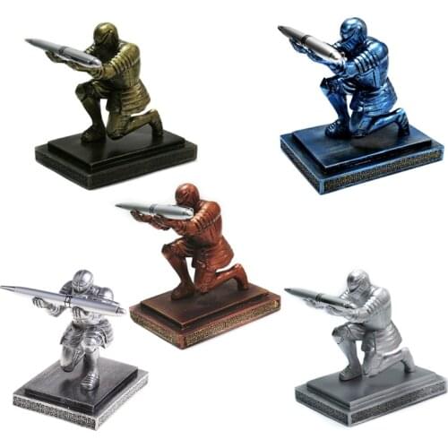 Executive Knight Pen Holder Armor Hero Pen Stationery Resin Display Supplies