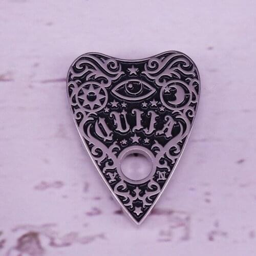 Ouija Planchette Enamel Lapel Pin mysterious eye brooch sun moon star witch pagan badge