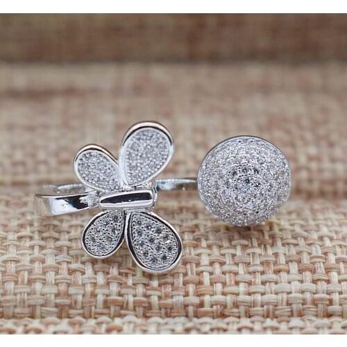 2pcs Cubic Zircon Micro Pave Butterfly fixed Interlayer Clasp Clip Double Connector DIY Jewelry Findings