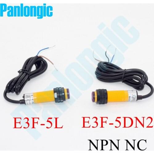 E3F-5DN2-5L Through-Beam Type 6-36V DC 5m Fixed Detection Range NPN NC Normally Close Photoelectric Switch