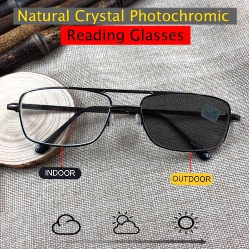 Natural Crystal Photochromic Reading Glasses Men Women Anti Blue Ray Anti-fatigue Goggles Shade the sun Outdoor Readers Eyewear