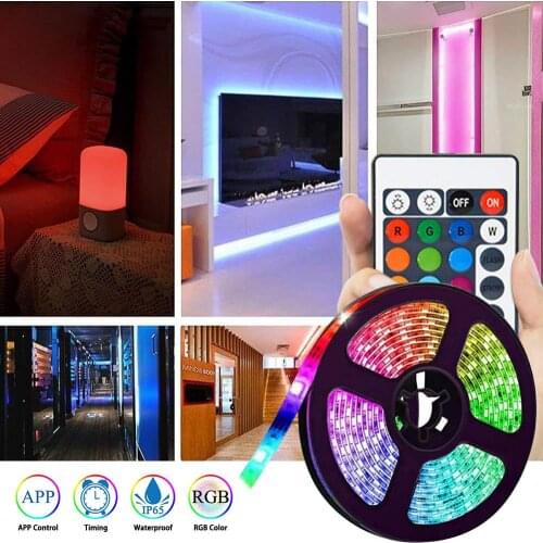 16.4ft 150led Alexa Smart Home Wifi Wireless Rgb Waterproof Strip Neon Light Kit Voice Control Light Band Lamp Belt Strip Lights