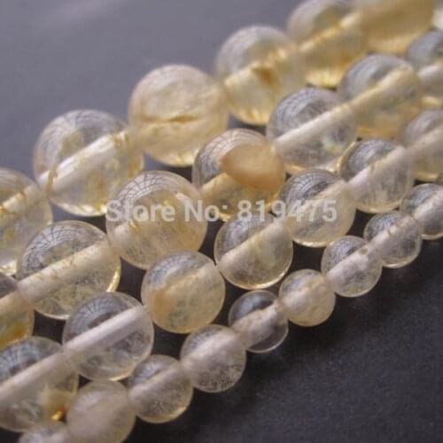 Stone Beads Bracelet 4 6 8 10mm Yellow Watermelon Quartz Crystal Beads for jewelry making