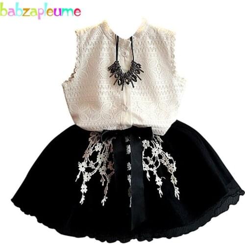 2017 Summer Kids Clothes Girls Dress Sleeveless Little Lady Shirt tutu Skirt Children Costume Infant Clothing 2pcs girl set A162