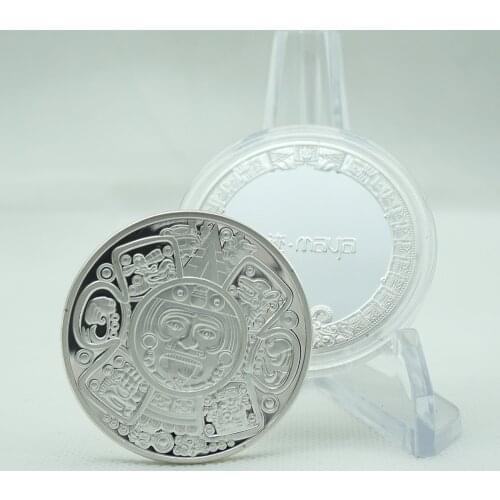 Mexican Maya GUIJI Aztec Calendar Prophecy Culture Silver Gold Plated 999 Replica Commemorative Coin Collectibles