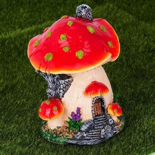 Ankoow Red Mushroom House Mini Landscape House Fairy Garden Decoration Resin Crafts Ornament Miniature Fairy Garden Accessories