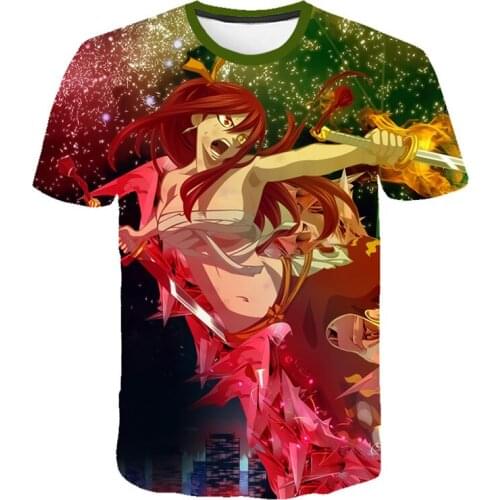 3D Anime Fairy Tail Natsu Dragneel Lucy Heartfilia Erza Scarlet Men Women Casual Short Sleeve T-Shirt Tee Unisex Trendy Tops