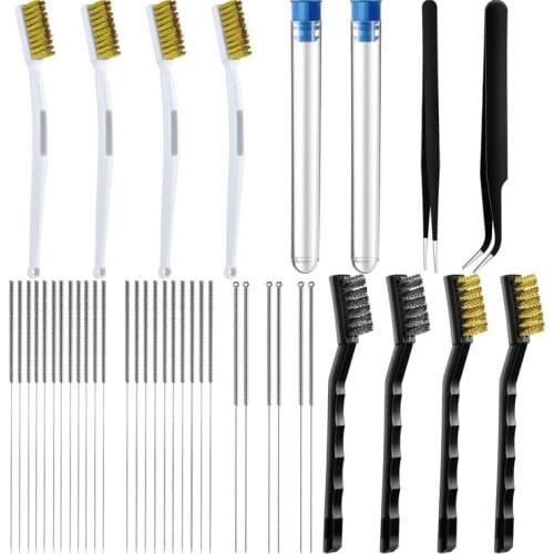 40 Pieces 3D Printer Nozzle Cleaning Kit, 28 Pcs Nozzle Cleaning Needles with Cleaning Copper Wire Toothbrushes Tweezers