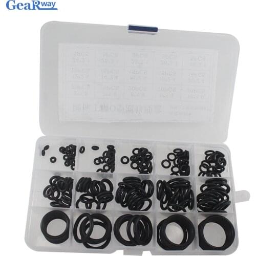 200pcs Black Rubber O Ring Seal Kit 15 Different Sizes NBR O-ring Seal Gasket Set Oil Resist Oring Assortment with Plastic Case