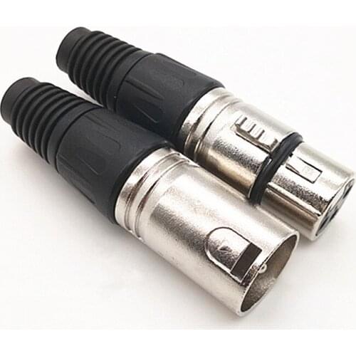 Nikel Plated Xlr Connector Female Plug Connector 3Pin Xlr Cannon Male Plug Microphone Cable Connector Jack Terminals Adapter
