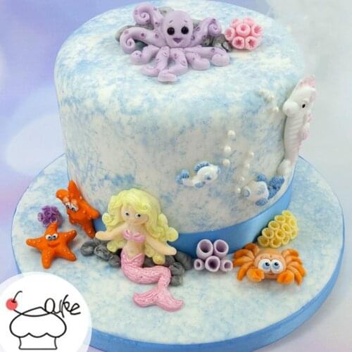 New Ocean Series Starfish Seahorse Clownfish Crab Mermaid Fondant Silicone Mould K151/K152/K153