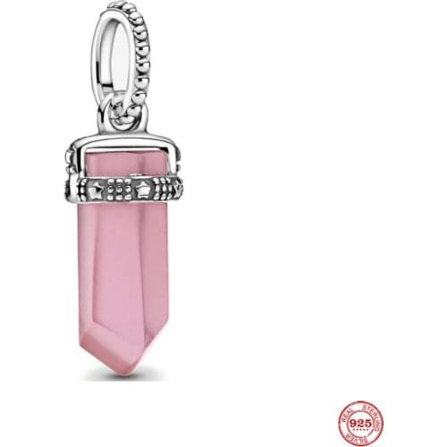 New Original Silver Color Pink Pendant Diy Bead Fit European Pandora Charms Bracelet Bangles Diy Jewelry P725