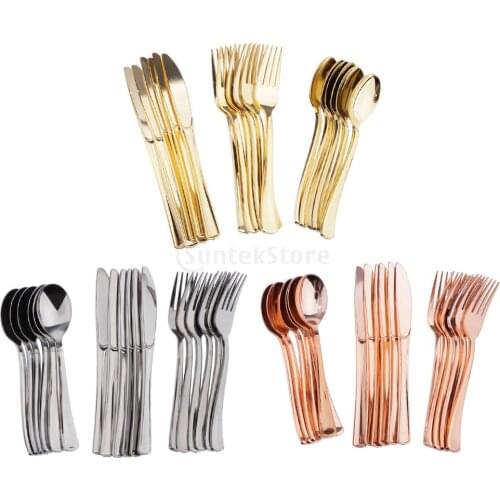18 Pcs Disposable Plastic Cake Flatware Cutlery Tableware Forks Knives Spoons Silverware Set Wedding Birthday Party Decor Supply