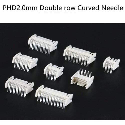 PHD2.0mm Connector Female Straight/Curved Needle Double Row Socket 2*2/3/4/5/6/7/8/10P