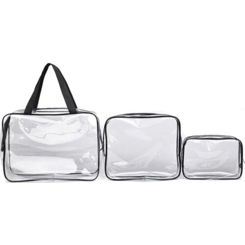 Pvc Material Multi-function Storage Bag Storage Bag Wash Cosmetic Bag Transparent Three-piece Finishing Package