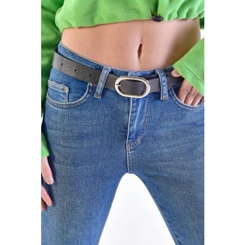 Womens Black Silver Belt Leather Look Belt Wide Long Belt Personality Women New Fashion Tide All-match Spring Autumn