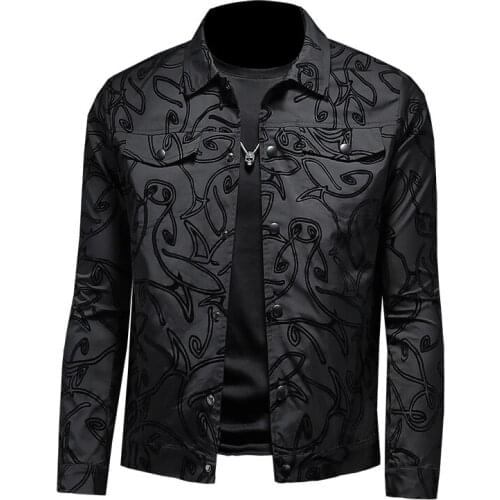 Luxury Flocking Bomber Jacket Men 2021 Autumn Business Casual Slim Jacket Lapel Single Breasted Dress Coat Social Street Wear