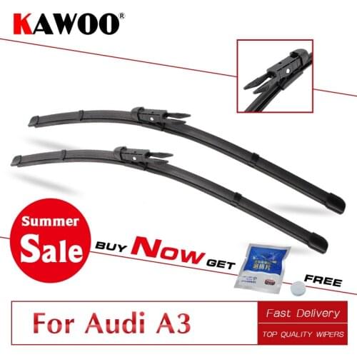 KAWOO For Audi A3 8L 8P 8V Year From 1996 To 2017 Car Wiper Blades Natural Rubber Fit U Hook/Side Pin/Pinch Tab/Push Button Arms