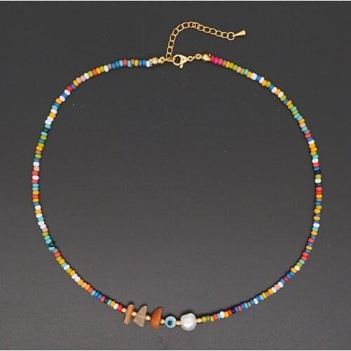Shinus colorful Beaded Necklaces Evil Eye Necklace Real Pearl Choker For Women Jewelry 2021 Fashion Natural Stone Collares