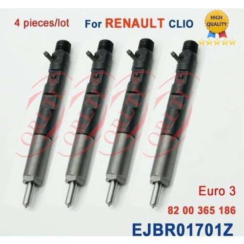 4 pieces/lot EJBR01701Z common rail injection system EJB R01701Z fuel injector 8200365186 for RENAULT CLIO Euro 3 engine
